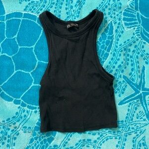 Zara high neck cropped tank top